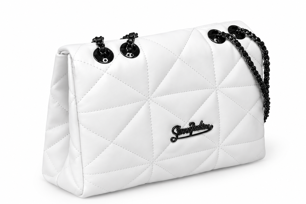 Elegant Quilted Chain Shoulder Handbag – White