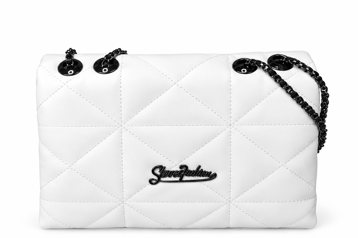 Elegant Quilted Chain Shoulder Handbag – White