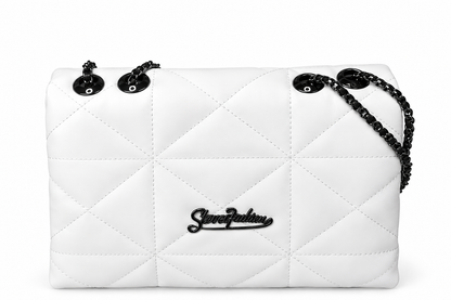 Elegant Quilted Chain Shoulder Handbag – White